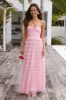 Lovers In Paris Strapless Tulle Maxi Dress Pink sold by Hello Molly