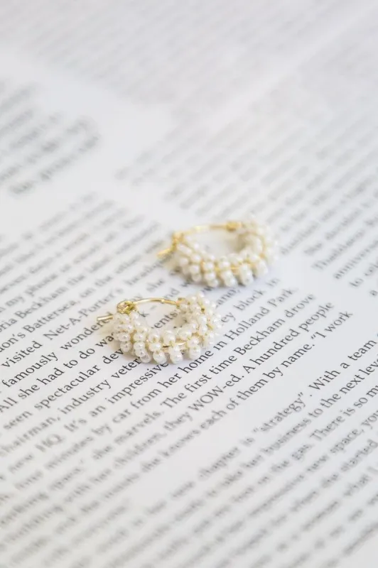 Perfect Pearl Hoop Earrings White sold by Hello Molly