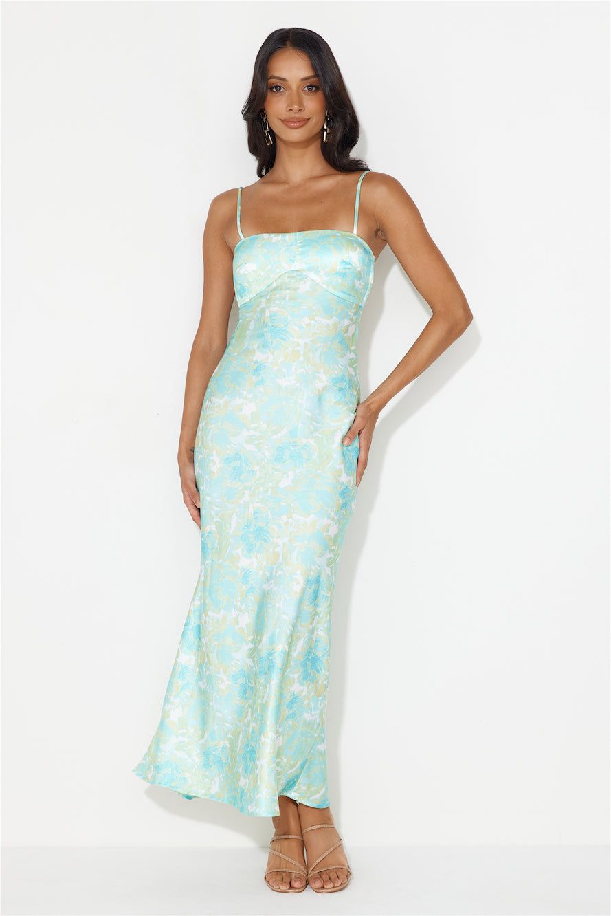 Girl To Girl Satin Maxi Dress Green sold by Hello Molly