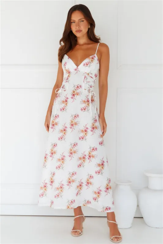 Botanical Ballerina Midi Dress White sold by Hello Molly