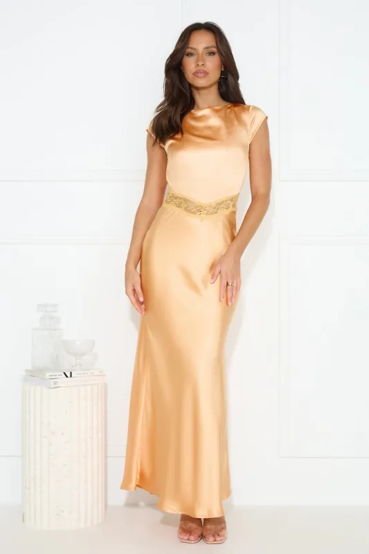 Kindly Accept Satin Maxi Dress Orange sold by Hello Molly