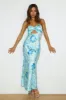 Own The Style Satin Maxi Dress Blue sold by Hello Molly