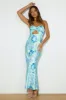 Own The Style Satin Maxi Dress Blue sold by Hello Molly