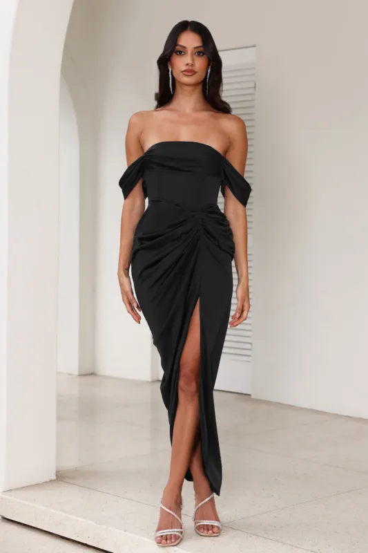 DEAR EMILIA Be Seen Midi Dress Black sold by Hello Molly
