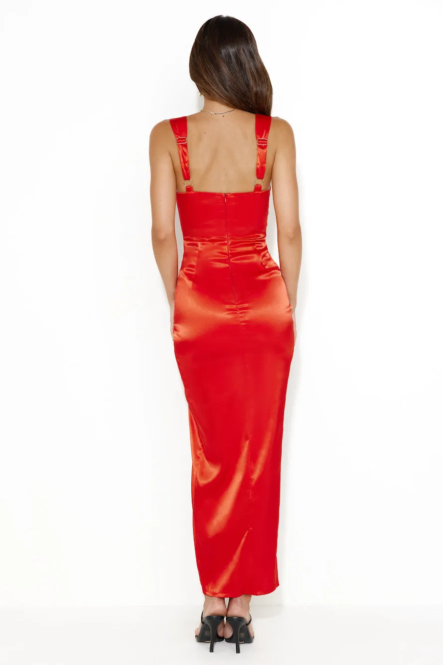 Opulent Luxe Satin Midi Dress Red sold by Hello Molly product image thumbnail 5
