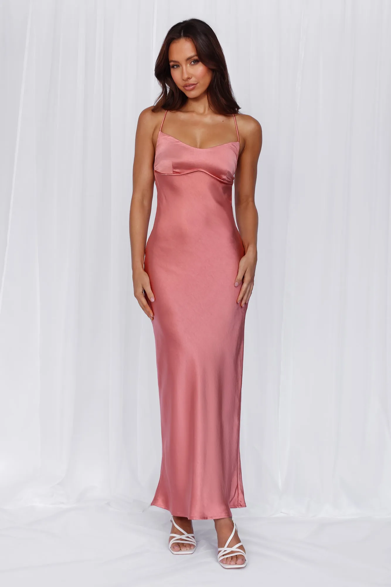HELLO MOLLY The Samara Satin Maxi Dress Rose sold by Hello Molly product image thumbnail 4