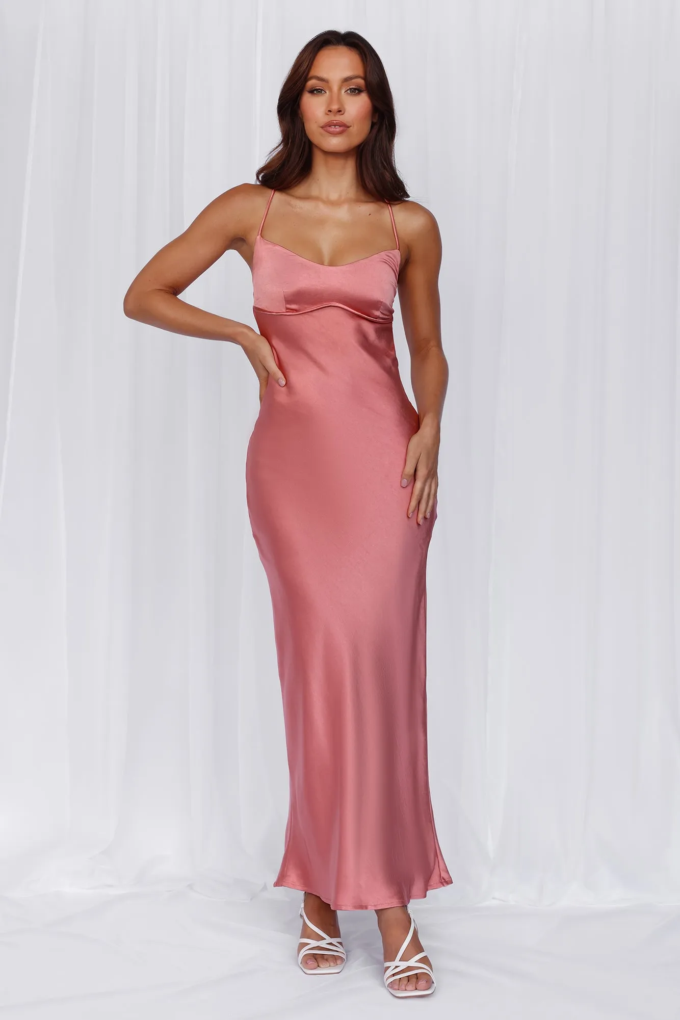 HELLO MOLLY The Samara Satin Maxi Dress Rose sold by Hello Molly product image thumbnail 5