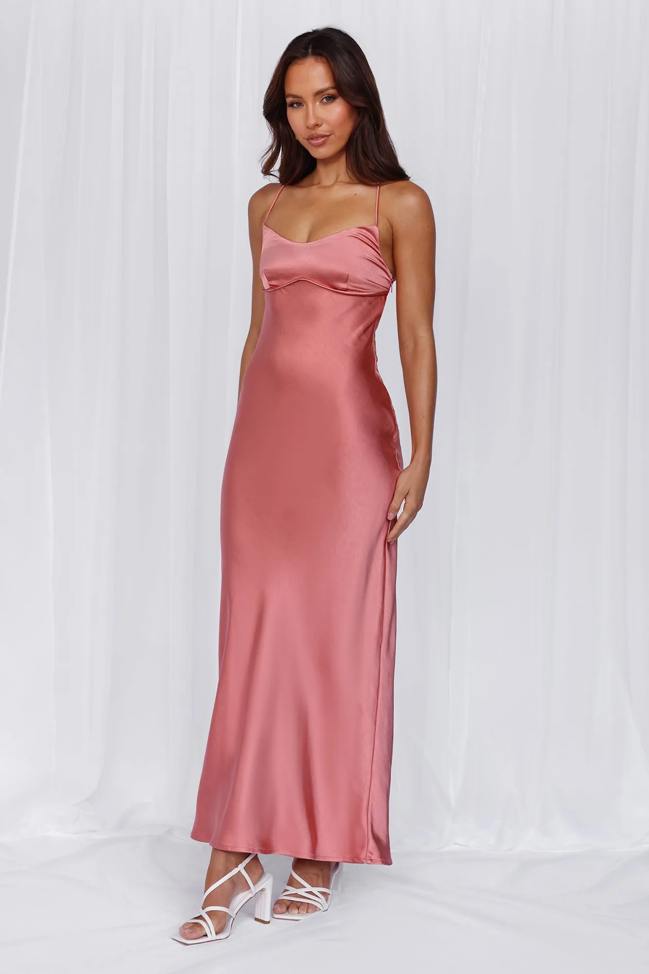 HELLO MOLLY The Samara Satin Maxi Dress Rose sold by Hello Molly product image thumbnail 3