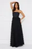 Honeyed Horizons Strapless Mesh Maxi Dress Black sold by Hello Molly