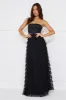 Honeyed Horizons Strapless Mesh Maxi Dress Black sold by Hello Molly