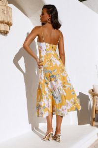 Blooming Tulips Midi Dress Yellow sold by Hello Molly