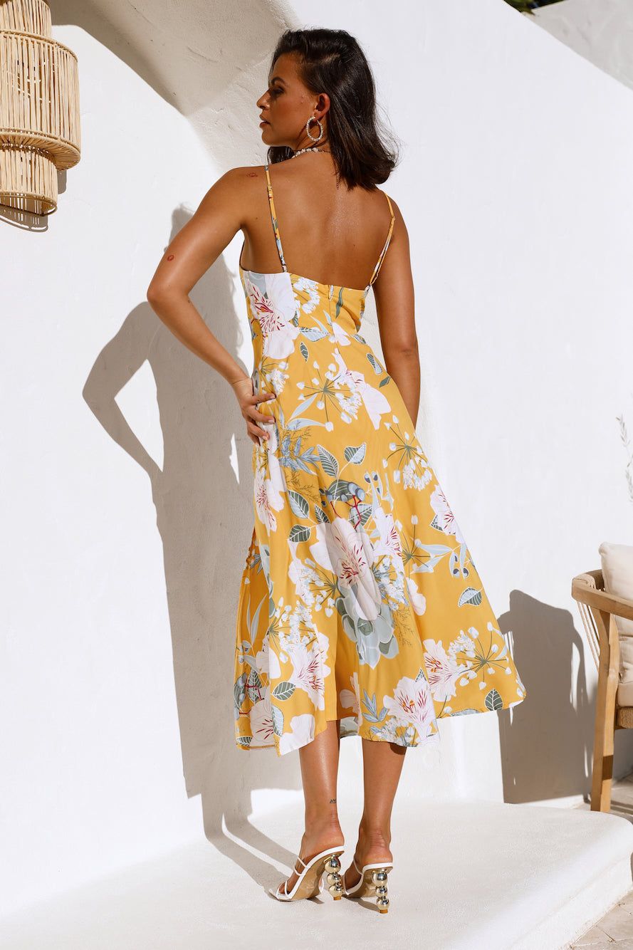 Blooming Tulips Midi Dress Yellow sold by Hello Molly product image thumbnail 5