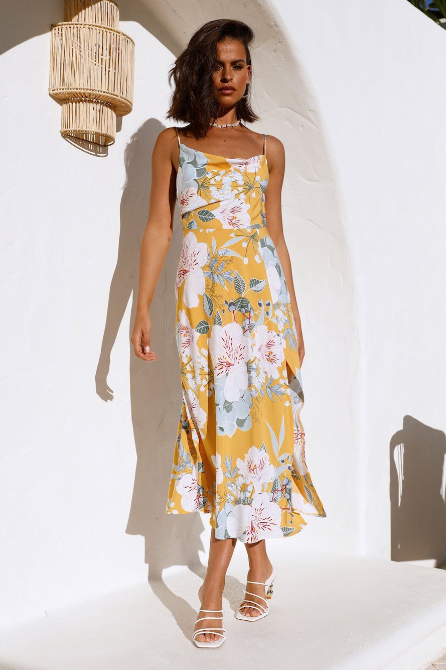 Blooming Tulips Midi Dress Yellow sold by Hello Molly product image thumbnail 2