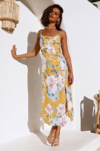 Blooming Tulips Midi Dress Yellow sold by Hello Molly