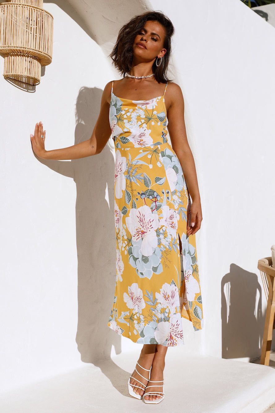 Blooming Tulips Midi Dress Yellow sold by Hello Molly product image thumbnail 3