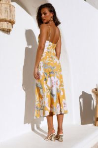 Blooming Tulips Midi Dress Yellow sold by Hello Molly