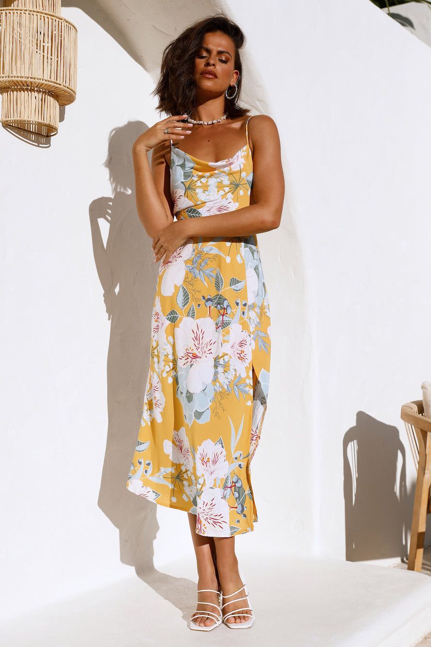 Blooming Tulips Midi Dress Yellow sold by Hello Molly