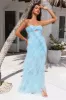 Statement Choice Strapless Tulle Maxi Dress Blue sold by Hello Molly