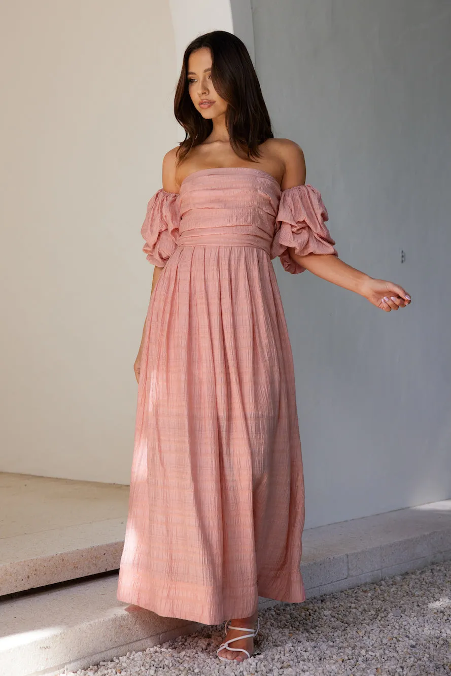 Birthday Weekend Off Shoulder Maxi Dress Peach sold by Hello Molly product image thumbnail 4