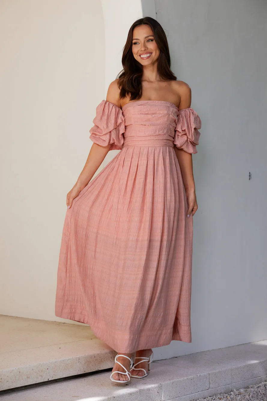 Birthday Weekend Off Shoulder Maxi Dress Peach sold by Hello Molly product image thumbnail 2