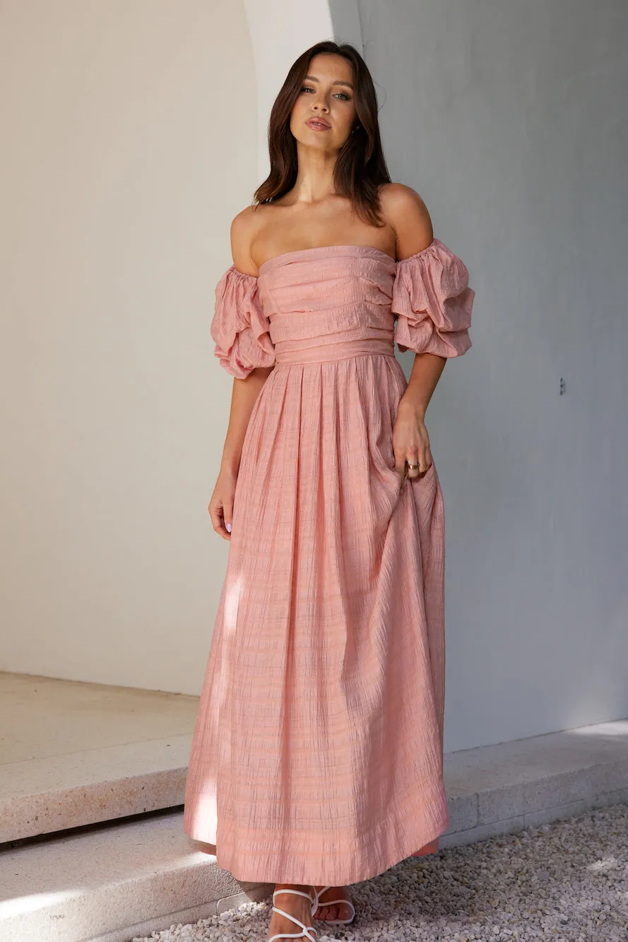 Birthday Weekend Off Shoulder Maxi Dress Peach sold by Hello Molly product image thumbnail 3