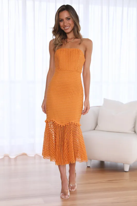 Event Season Midi Dress Orange sold by Hello Molly