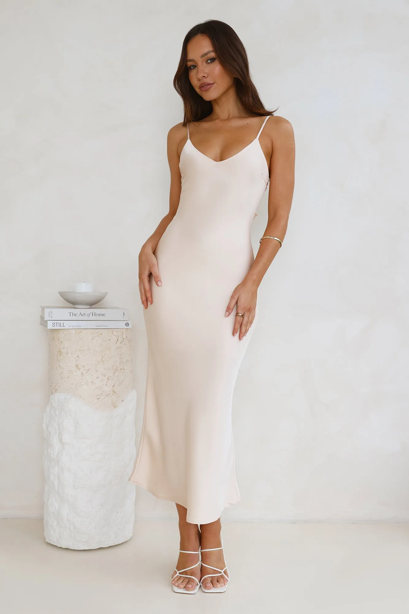 Sophisticated Satin Slip Midi Dress Champagne sold by Hello Molly product image thumbnail 4