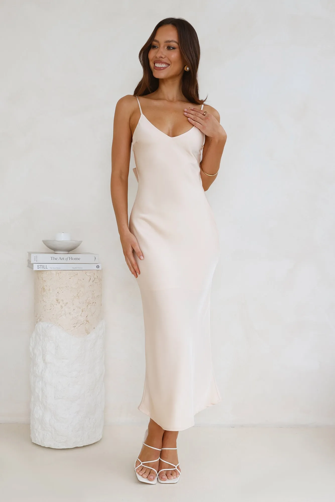 Sophisticated Satin Slip Midi Dress Champagne sold by Hello Molly product image thumbnail 5