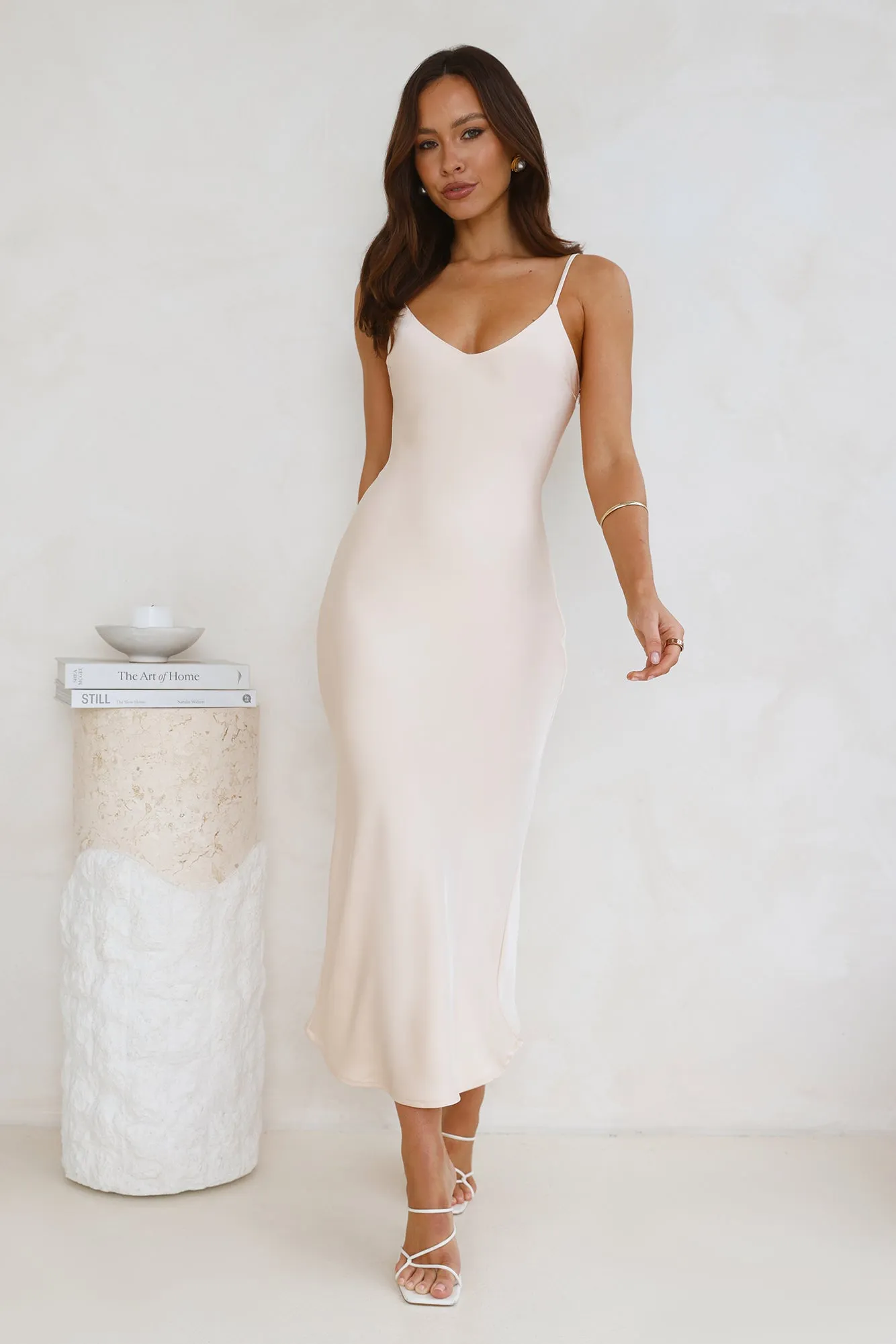 Sophisticated Satin Slip Midi Dress Champagne sold by Hello Molly product image thumbnail 2