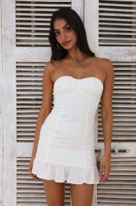 Brunch Party Mini Dress White sold by Hello Molly