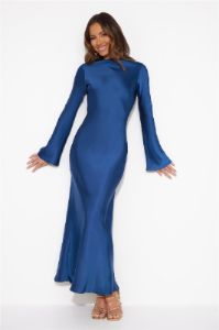 Royal Wedding Satin Maxi Dress Blue sold by Hello Molly