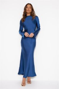 Royal Wedding Satin Maxi Dress Blue sold by Hello Molly