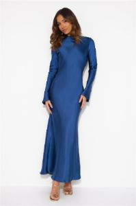 Royal Wedding Satin Maxi Dress Blue sold by Hello Molly