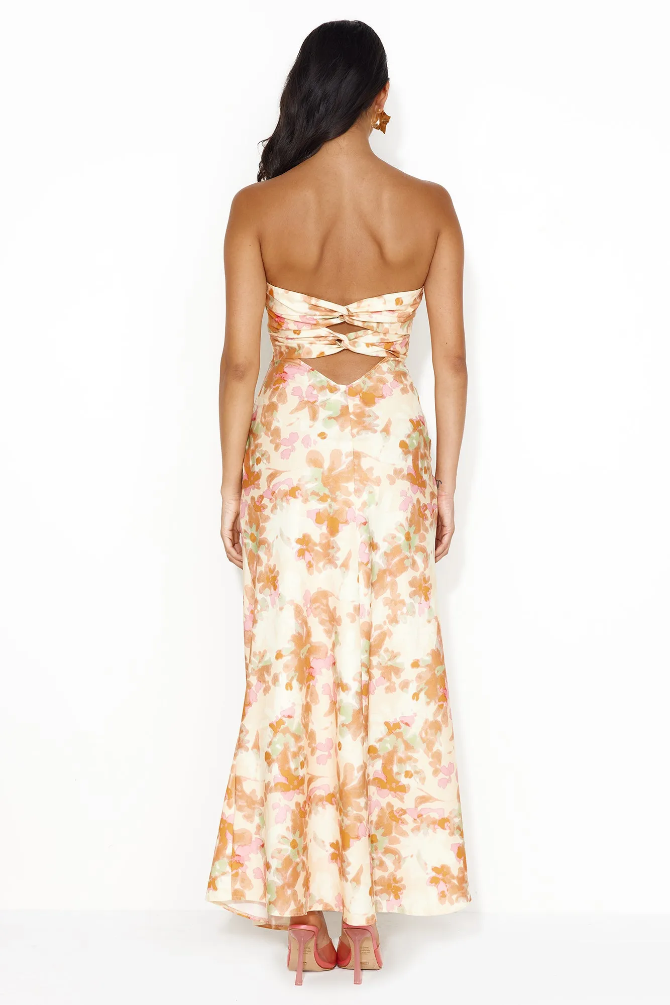 Girl Into Fashion Strapless Satin Maxi Dress Yellow sold by Hello Molly product image thumbnail 5