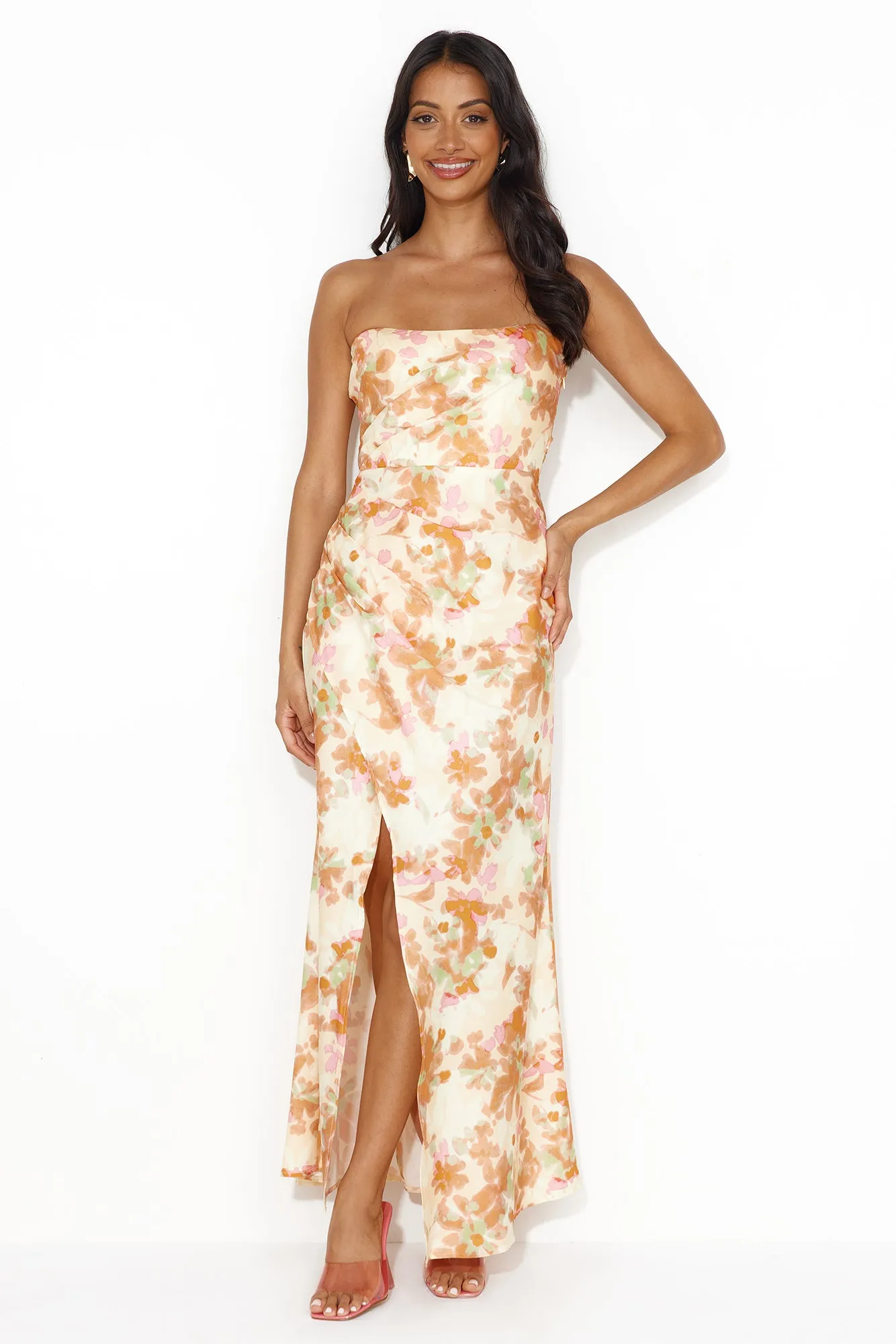 Girl Into Fashion Strapless Satin Maxi Dress Yellow sold by Hello Molly product image thumbnail 3