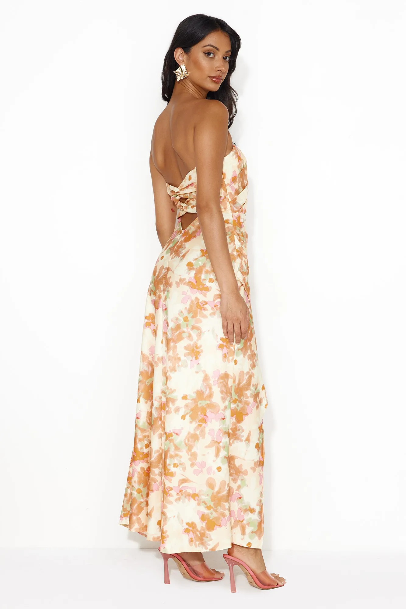 Girl Into Fashion Strapless Satin Maxi Dress Yellow sold by Hello Molly product image thumbnail 4
