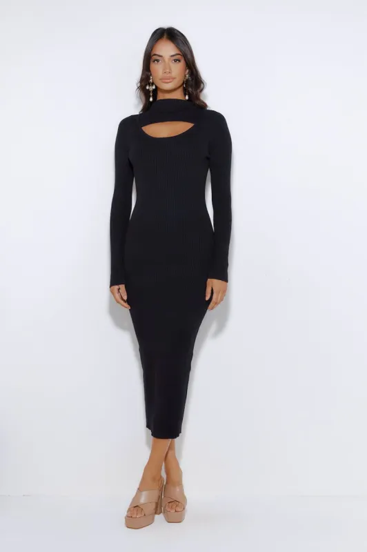 Dating At The Moment Midi Dress Black sold by Hello Molly