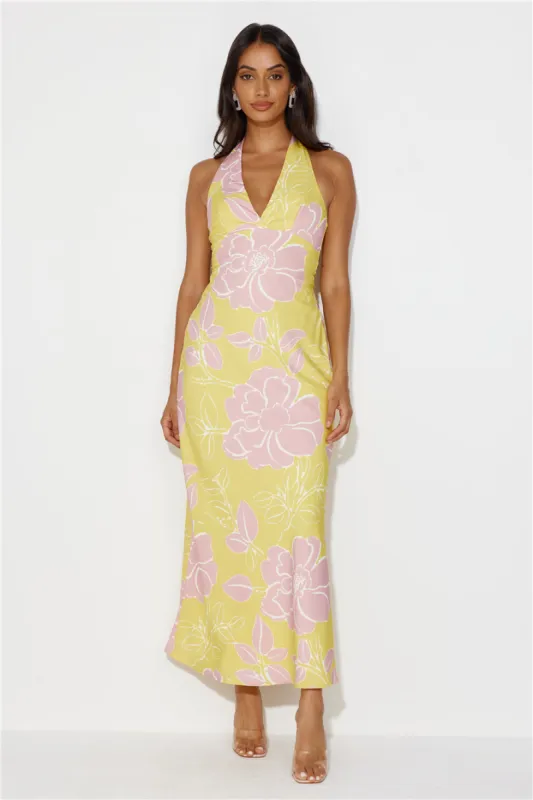 Oasis Hour Halter Maxi Dress Yellow sold by Hello Molly