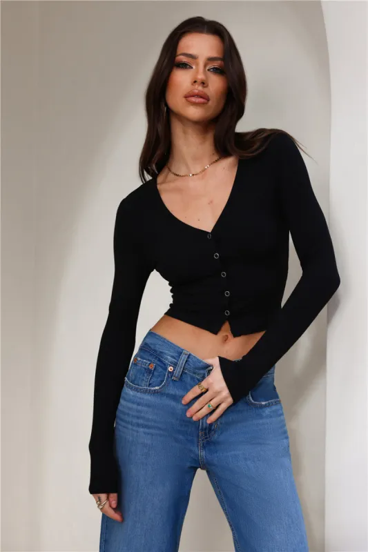 Easy Ribbed Long Sleeve Crop Top Black sold by Hello Molly