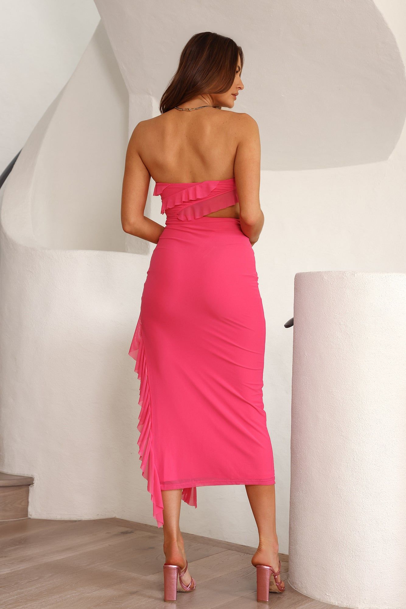 Frilled To Meet You Midi Dress Pink sold by Hello Molly product image thumbnail 5
