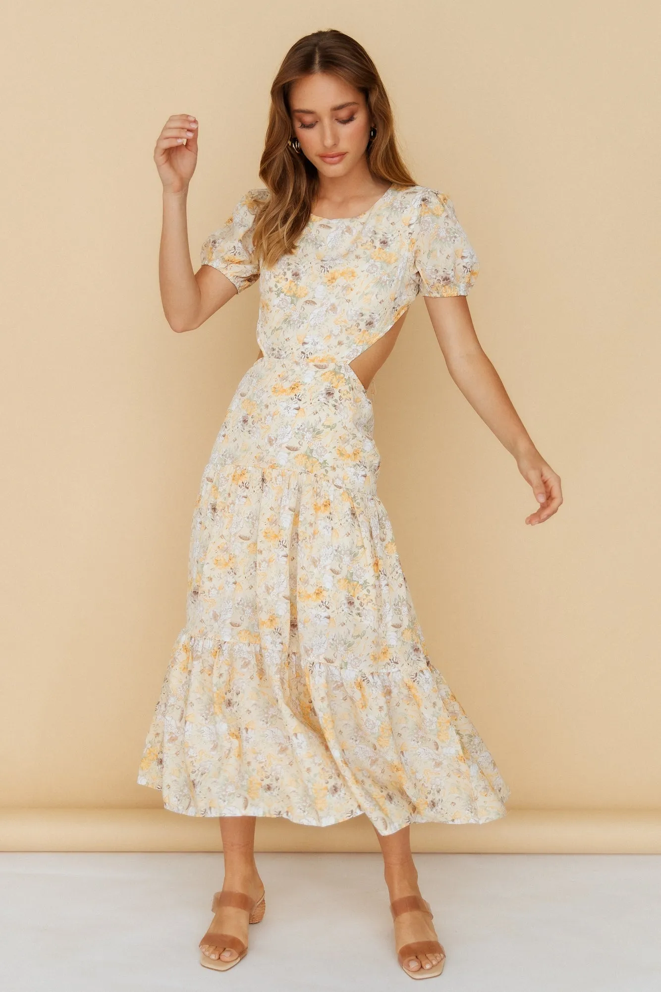 Flow Down Gently Midi Dress Yellow sold by Hello Molly product image thumbnail 4