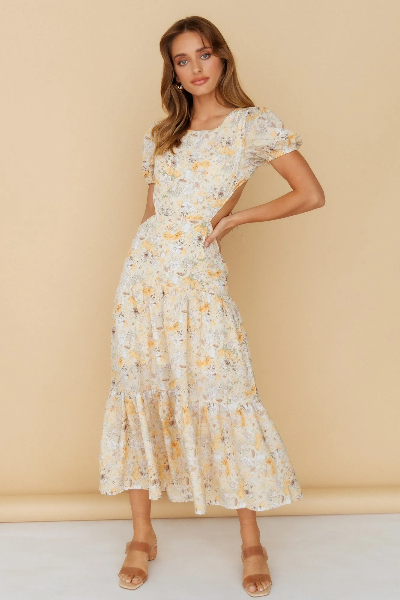 Flow Down Gently Midi Dress Yellow sold by Hello Molly