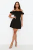 Twilight Tiaras Off Shoulder Mini Dress Black sold by Hello Molly