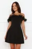 Twilight Tiaras Off Shoulder Mini Dress Black sold by Hello Molly