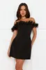 Twilight Tiaras Off Shoulder Mini Dress Black sold by Hello Molly