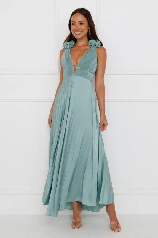 Something Special Satin Midi Dress Sage sold by Hello Molly