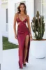 DEAR EMILIA Glimmer Down Maxi Dress Merlot sold by Hello Molly