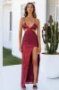 DEAR EMILIA Glimmer Down Maxi Dress Merlot sold by Hello Molly