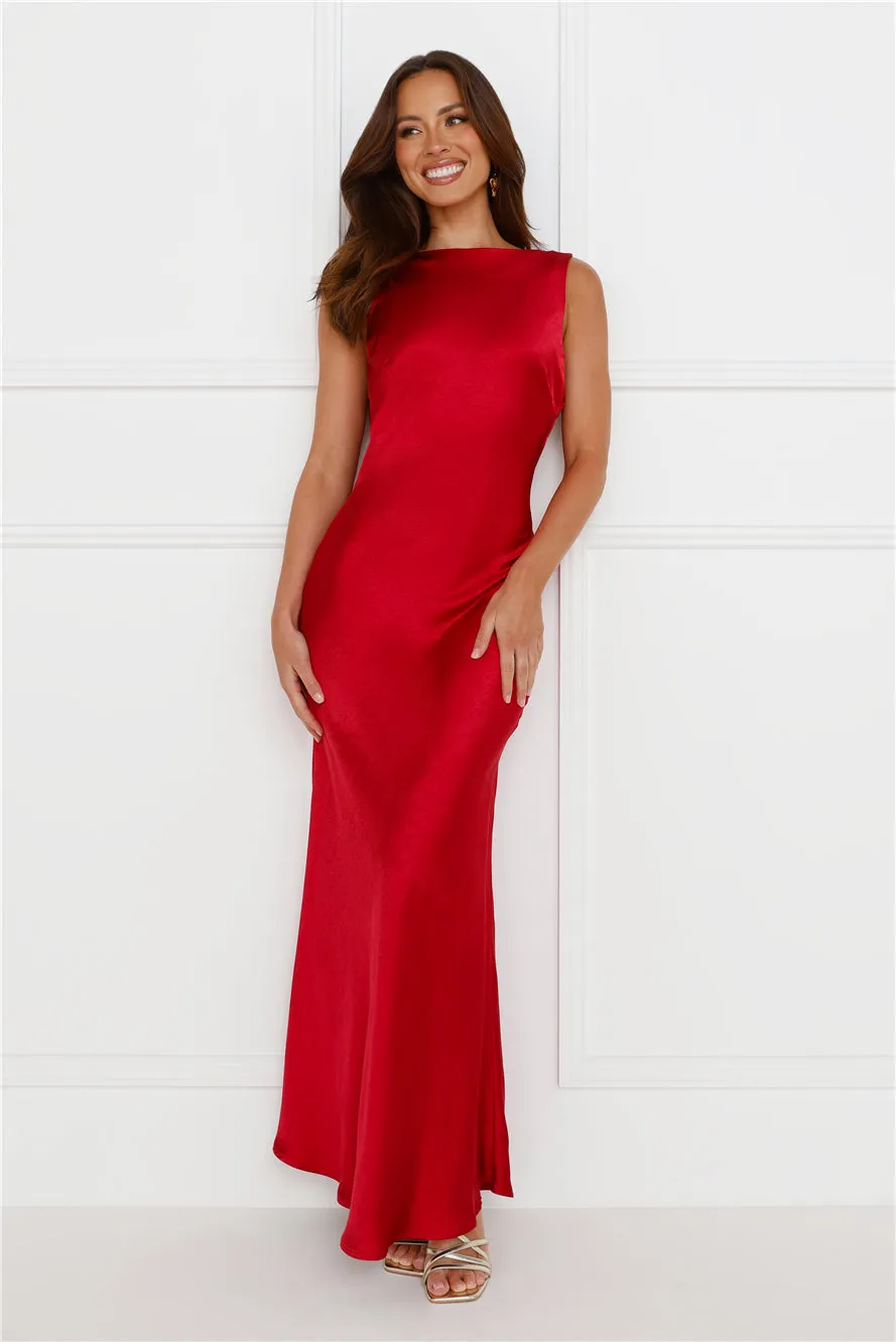 Classy Entrance Satin Slip Maxi Dress Red sold by Hello Molly product image thumbnail 2
