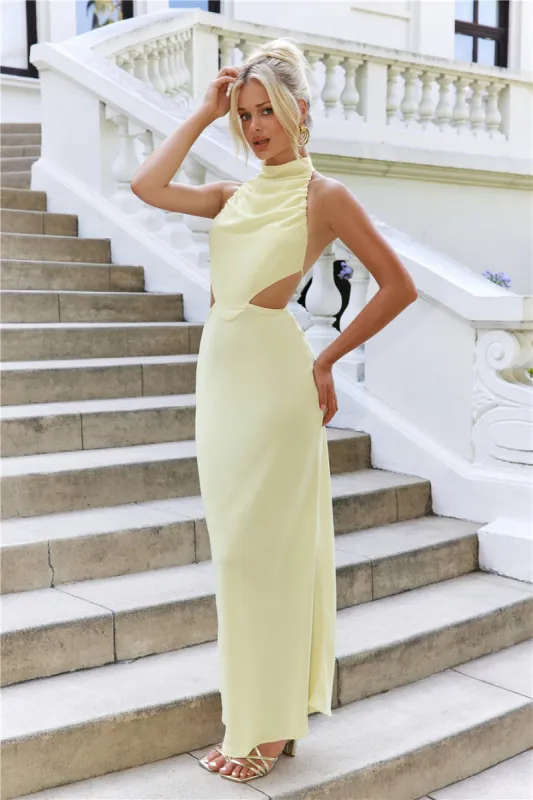 Exclusive Retreat Halter Maxi Dress Yellow sold by Hello Molly